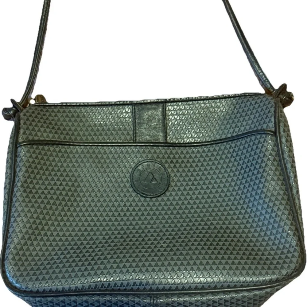 Vintage Liz Claiborne Black & Gray Crossbody Bag 1984 Leather Trim Small Purse - Picture 1 of 8